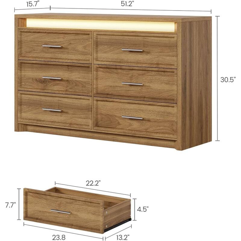 Dresser for Bedroom with Drawers Mid-Century Modern Dresser 3 Color Lights