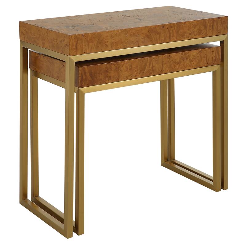 Uttermost Burl-esque Wooden Nesting Tables, Set of 2 - 24.5"W x 24.5"H x 12"D