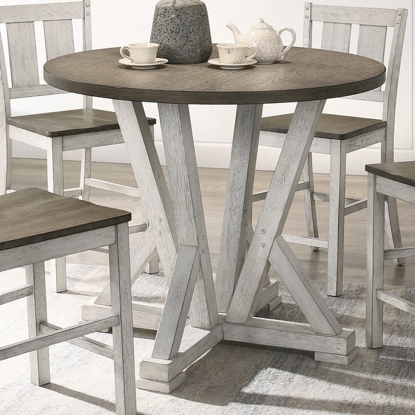 Furniture of America Theile Rustic 42 inch Round Counter Height