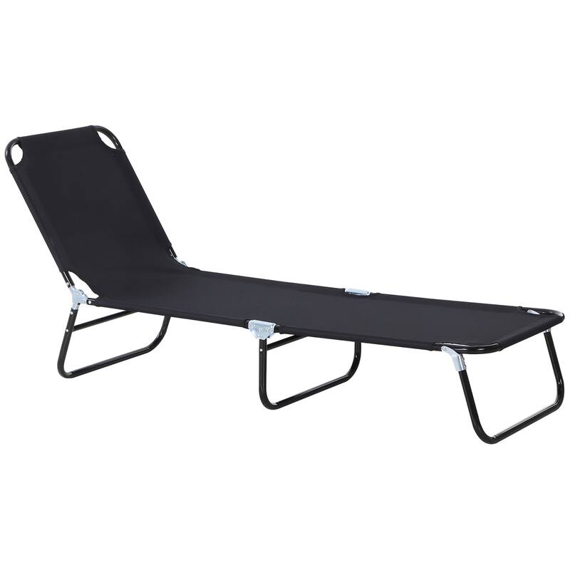 Foldable Outdoor Lounge Chair Camping Tanning Chair with 5-Position Adjustable Backrest for Beach Pool Patio