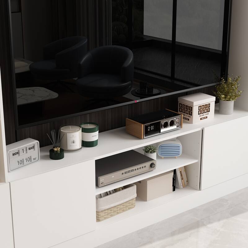 Wall Unit TV Stand with Bookshelves for TVs up to 70", Modern Console