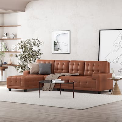 Harlar Faux Leather 4 Seater Sofa and Chaise Lounge Sectional Set by Christopher Knight Home