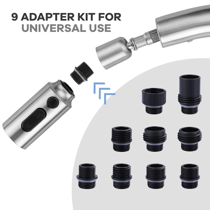 WOWOW Stainless Steel Pull Down Kitchen Faucet Sprayer with 9 Adapters