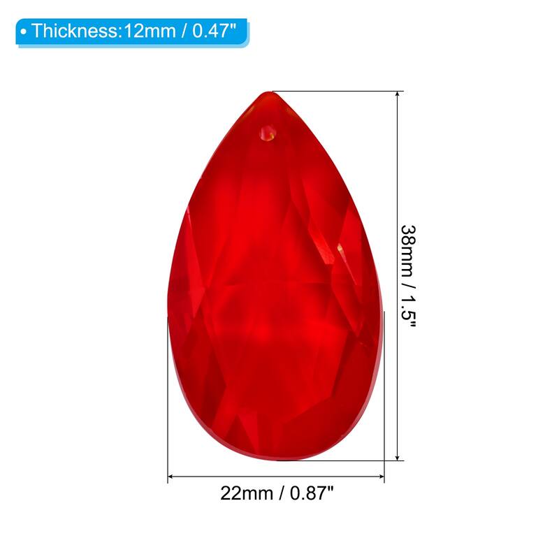 K9 Crystal Pendants Teardrop Beads, 10 Pack 38mm Chandelier Prisms DIY - Red