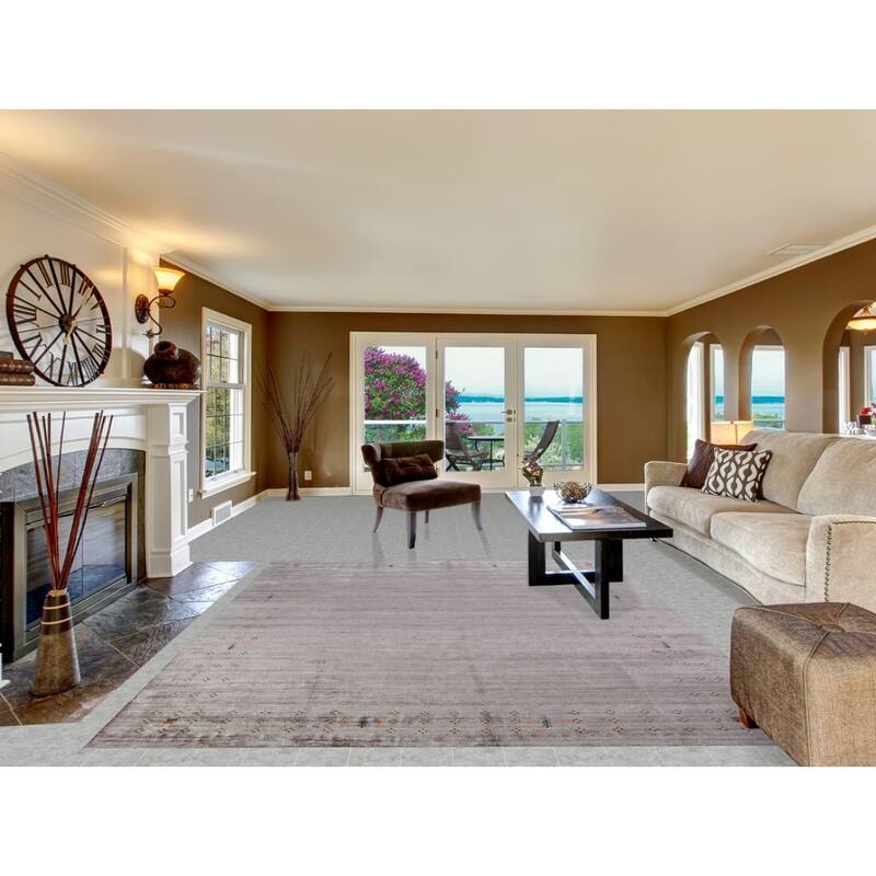 Hand Knotted Oriental 100% Wool Carpet Tribal Stripe Greys & Charcoal Gabbeh Area Rug - 9' 11'' X 7' 9''