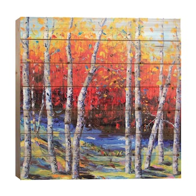 Neverending Birch II Print On Wood by Lisa Elley - Multi-Color