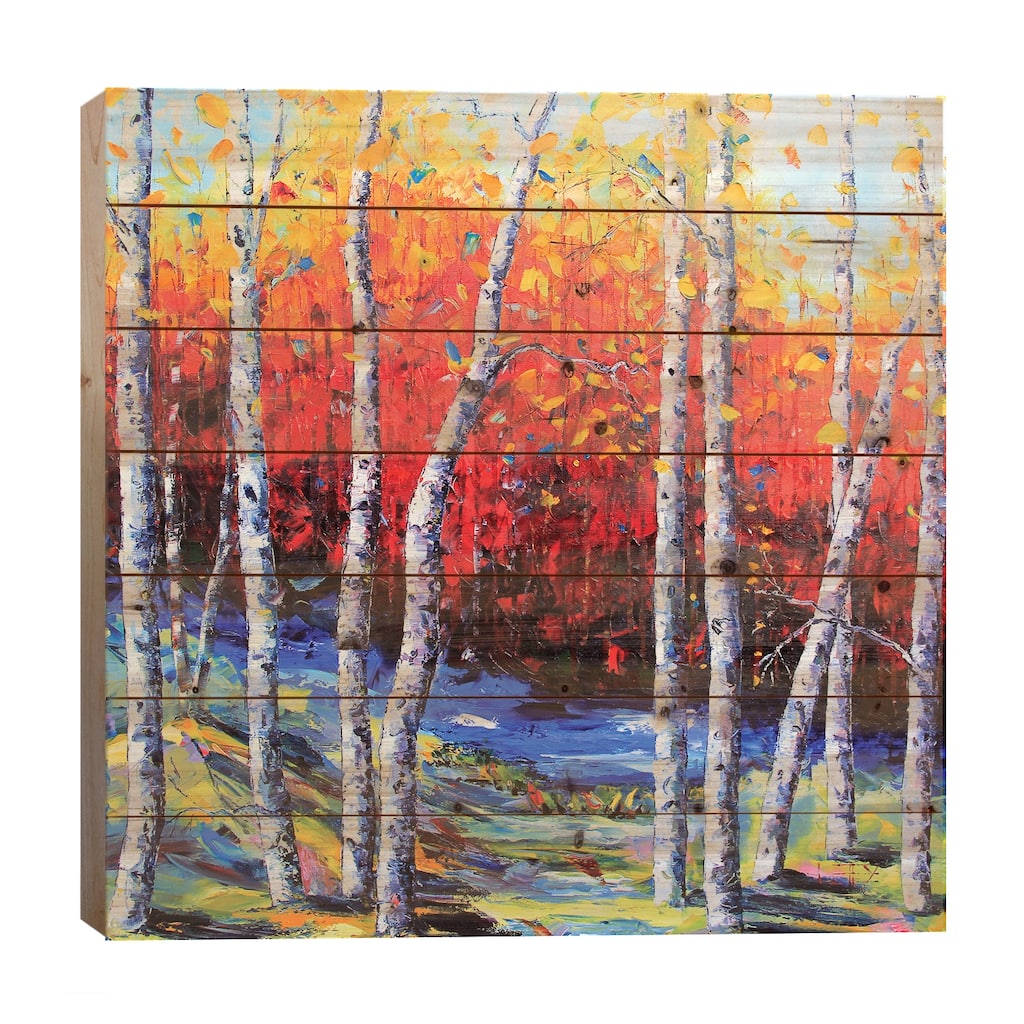 Neverending Birch II Print On Wood by Lisa Elley - Multi-Color