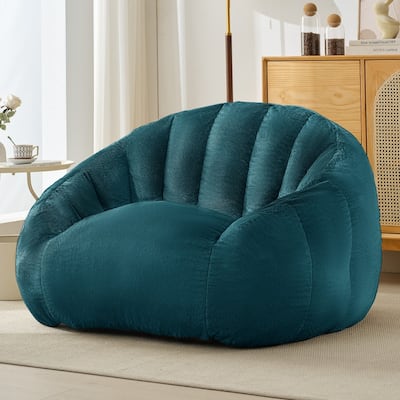 Mixoy Modern Giant Bean Bag Chairs,Shell-Shaped Plush Large Upholstered Floor Sofa Chair,Stuffed Accent Chair