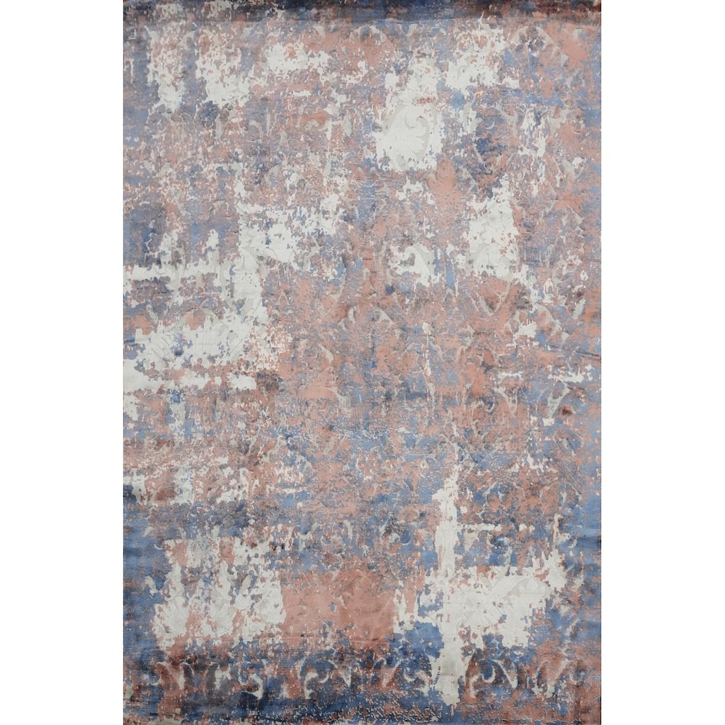 Hand Knotted Oriental Viscose Silk Carpet Modern Abstract Multi-Colored Abstract Area Rug - 8' 0'' X 5' 7''