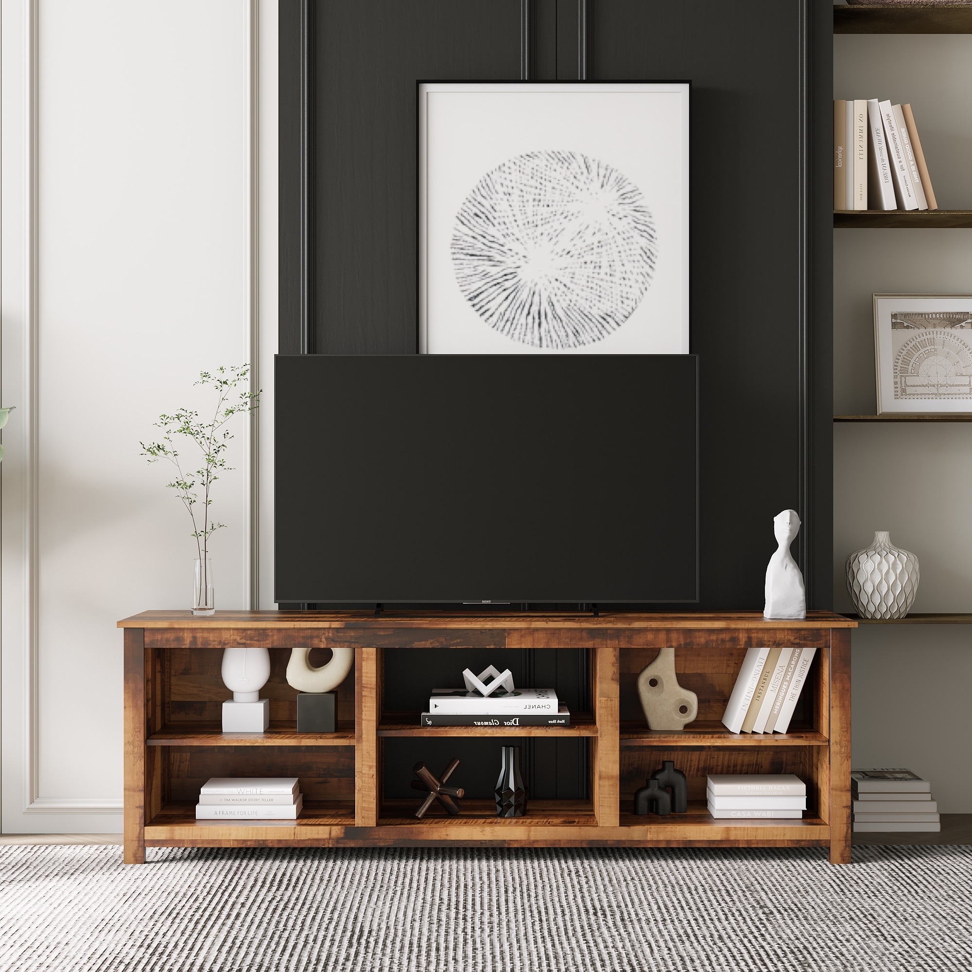 Thin wooden 2025 tv stand