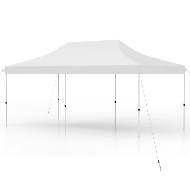 Pop Up Canopy Tent with 6 Sidewalls and Windows for Outdoor Events - 240” x 120” x 116.4”-124.8” - White