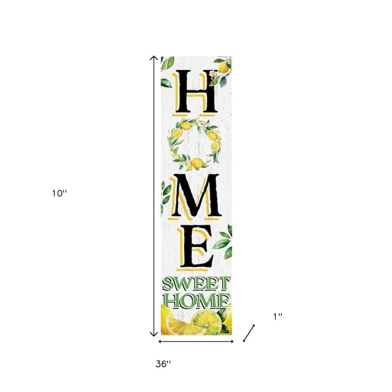HomeRoots 10" Green White And Yellow Solid Wood Home Sweet Home Porch Sign