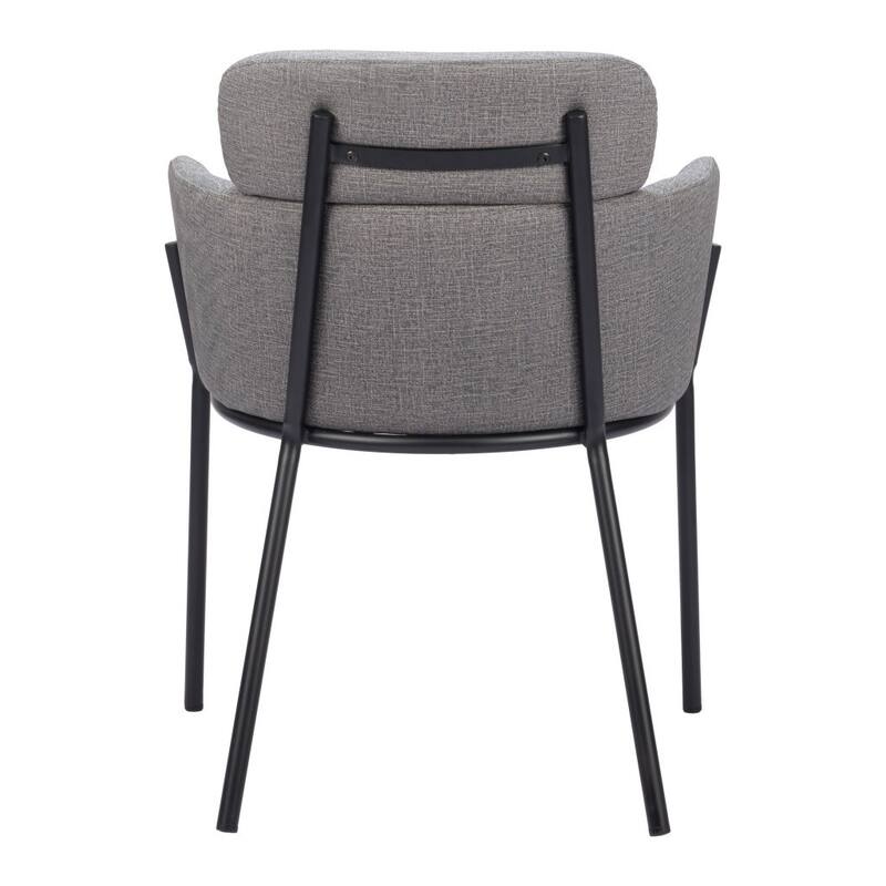 HomeRoots Set of Two Gray and Black Upholstered Faux Leather Dining Arm Chairs - 25.00 in. x 31.30 in. x 23.00 in.