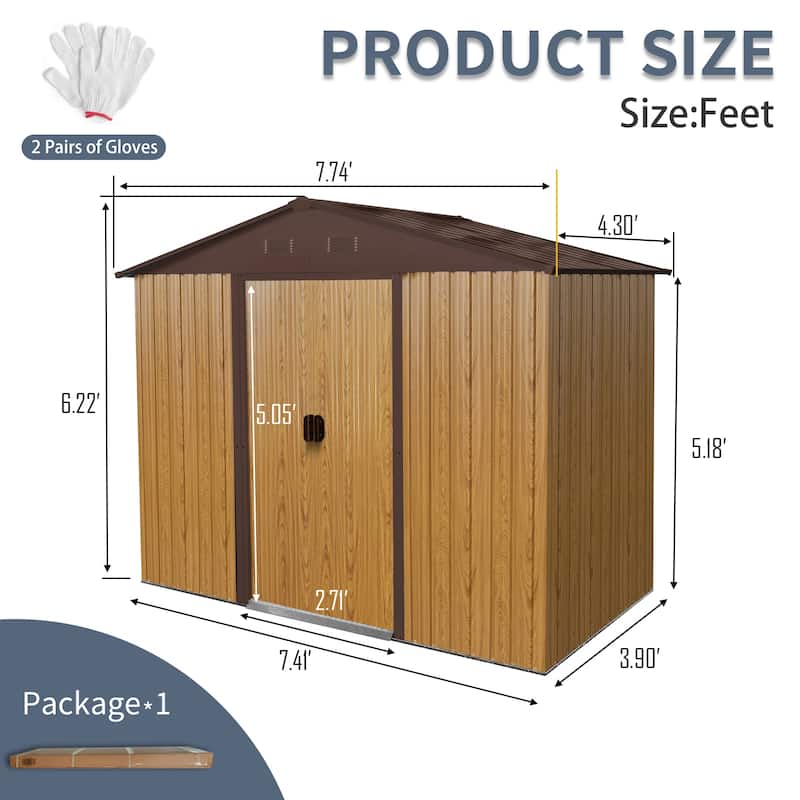 Waterproof Garden Shed Tool Shed Pet Shed Rust-resistant Metal Storage Shed with Lockable Sliding Door