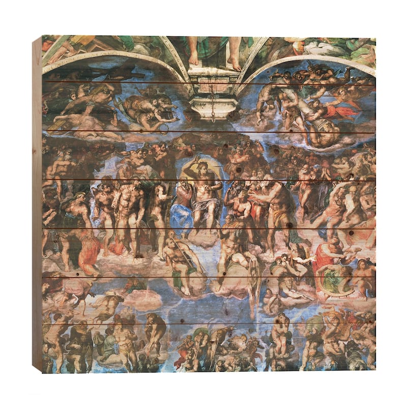 Sistine Chapel: The Last Judgement (Detail Of Upper Half) Print On Wood by Michelangelo - Multi-Color - 26x26x1.5