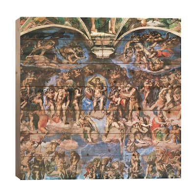 Sistine Chapel: The Last Judgement (Detail Of Upper Half) Print On Wood by Michelangelo - Multi-Color