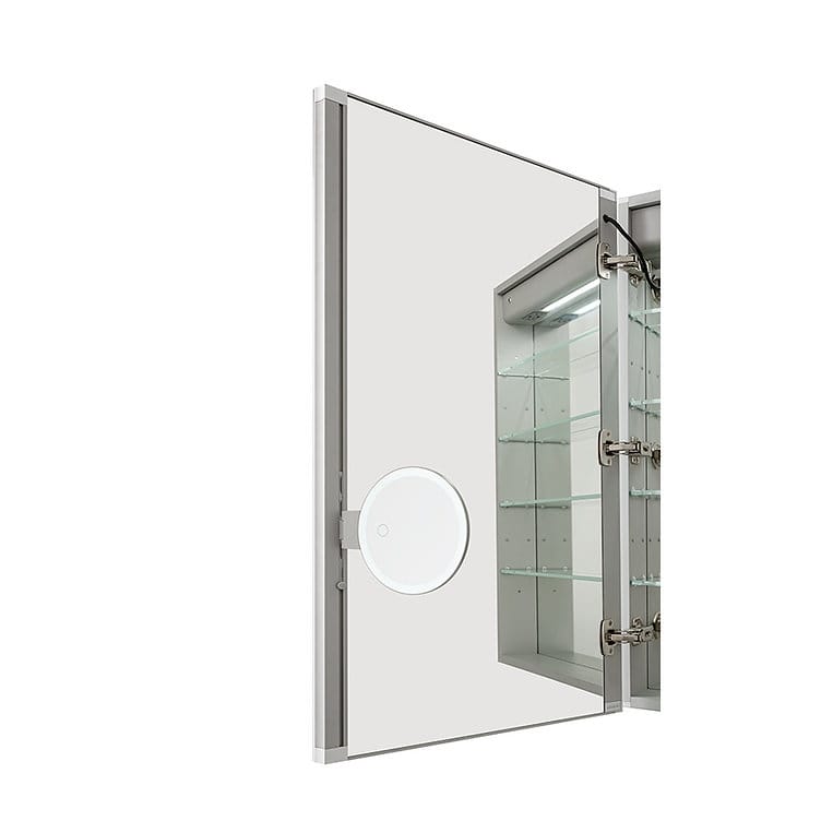 AQUADOM Edge Royale Bathroom Led Lighted Medicine Cabinet Defogger, 3X LED Adjustable Magnifying Mirror, Electrical Outlets.