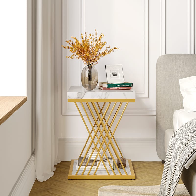 Square Side End Table for Living Room, Nightstand for Bedroom