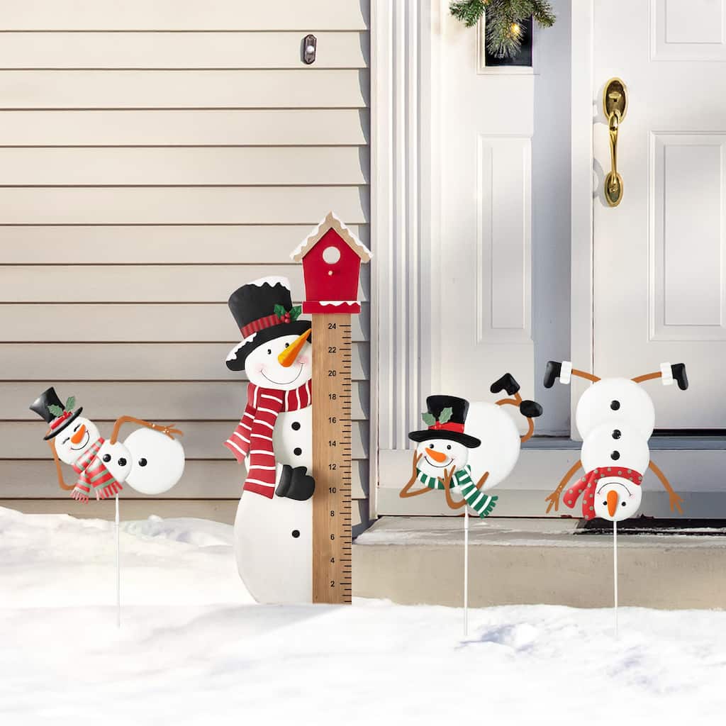 Glitzhome Christmas Snowman Gauge Yard Stake Wall Decor