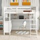preview thumbnail 2 of 17, Full size Wooden Loft Bed with Drawers and Desk