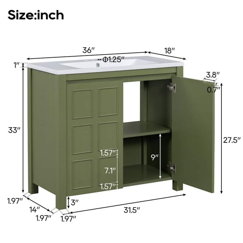36" Retro Bathroom Vanity Organizer with Sink, Combo Cabinet Set, Bathroom Storage Cabinet