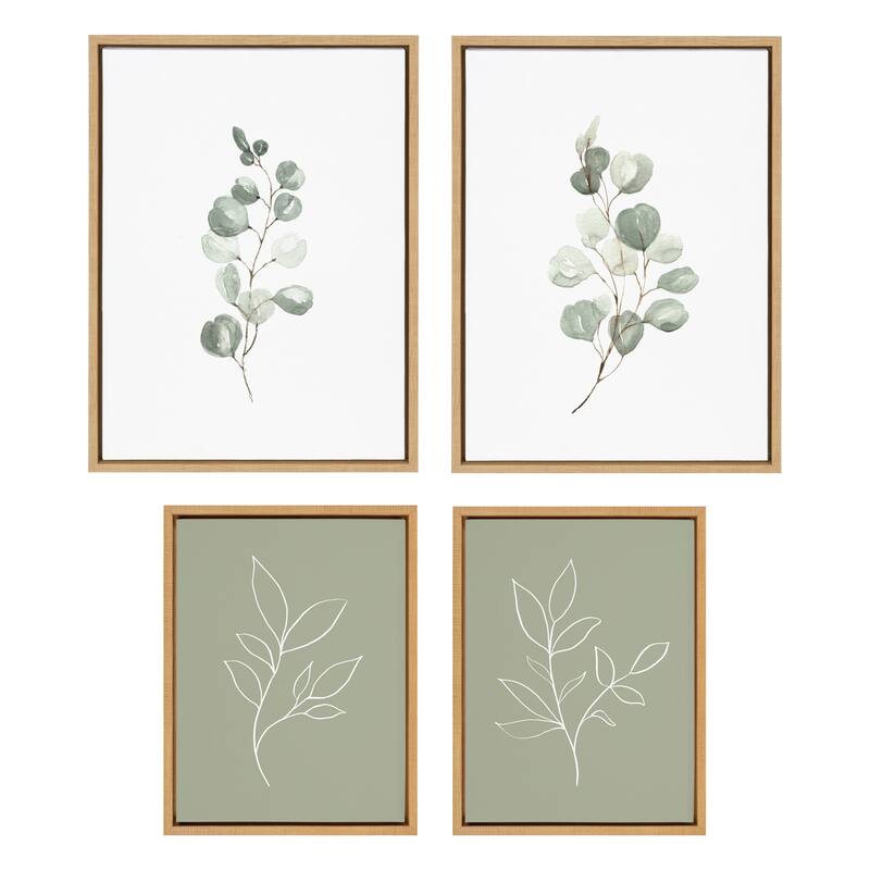 Kate and Laurel Sylvie Botanical Canvas Art Set by Various Artists - 4 Piece Set