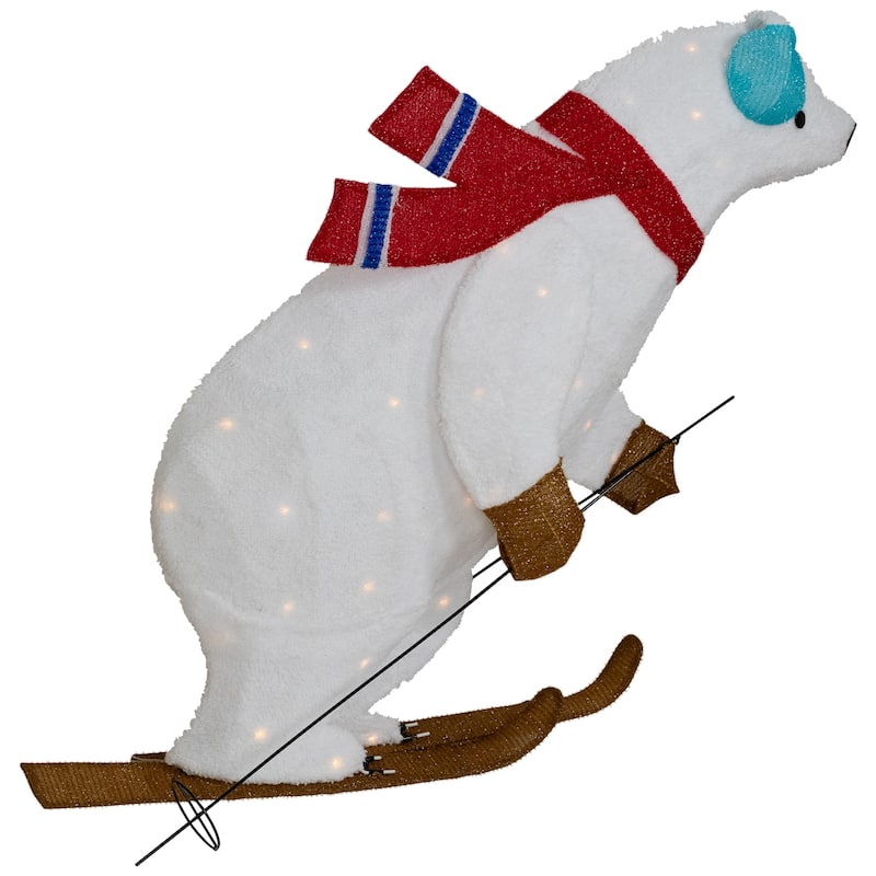 Lighted Skiing Polar Bear Outdoor Christmas Decoration - 40" - Warm White LED