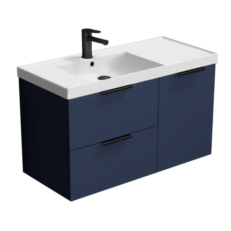 Nameeks Lisbon-3619-W Lisbon 36" Wall Mounted Single Basin Vanity Set - Night Blue / Black - Painted
