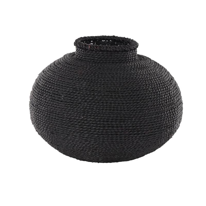 Metal Handmade Wrapped Pot Decorative Vase - Black - Roche River Decor