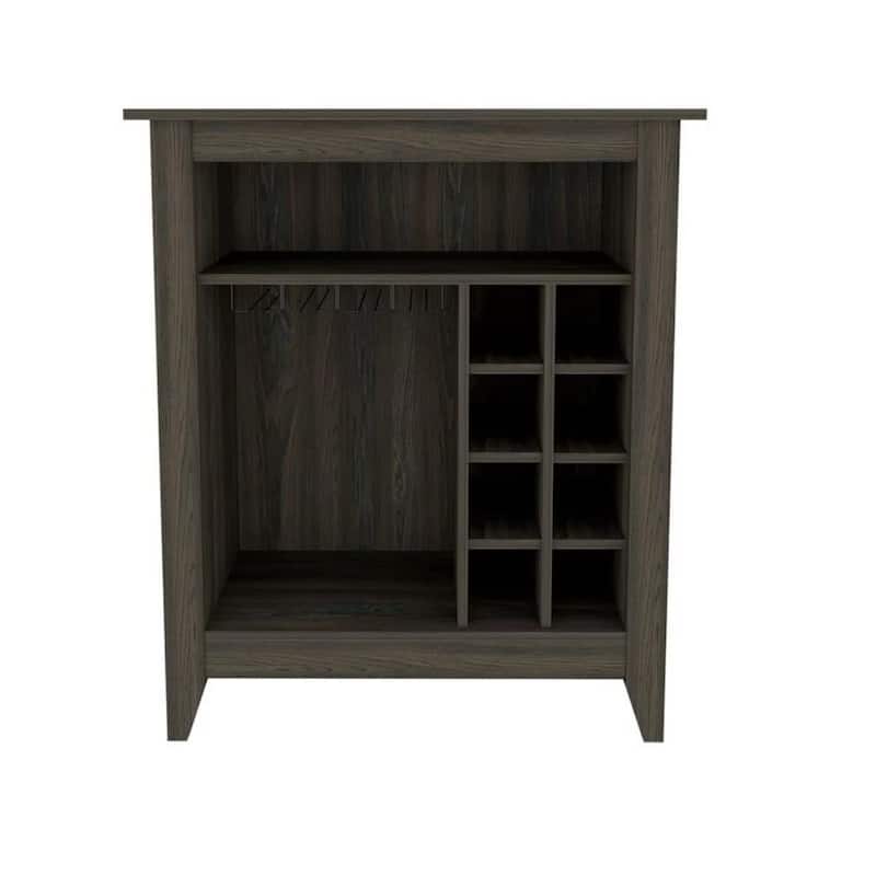 Wood Bar Cart with Wine Storage and Shelves and Cabinet - 17.7” D x 32.4” W x 38” H - Espresso
