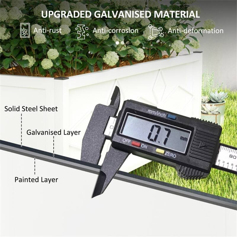 White Galvanized Steel Raised Garden Bed with Trellis for Climbing Plants Outdoor Planter - 35.4" W x 15.7" D x 47.2" H