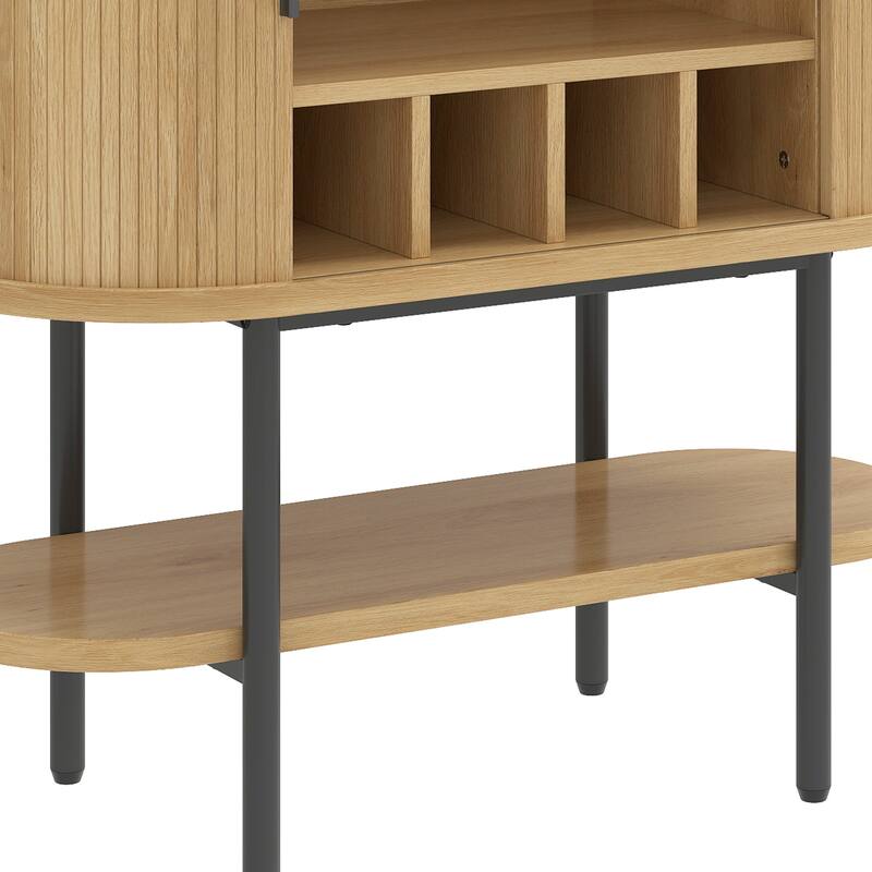 Moasis 35.4" Modern Accent Cabinet With LED Light and Sliding Door