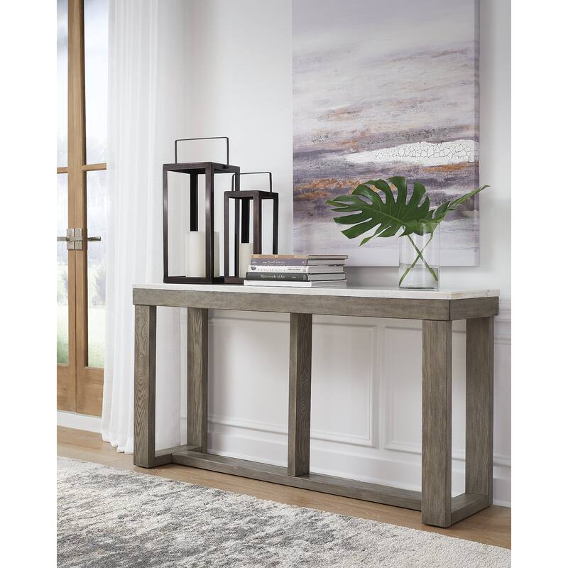 Signature Design by Ashley Loyaska Grayish Brown / Ivory Sofa Table - 64"W x 16"D x 33"H