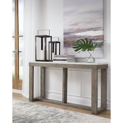 Signature Design by Ashley Loyaska Grayish Brown / Ivory Sofa Table - 64"W x 16"D x 33"H