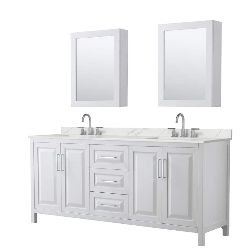 Wyndham Collection WCV252580D-QTZ-US3MED Daria 80" Free Standing - White / Giotto Quartz Top / Polished Chrome