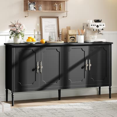 59" Sideboard Buffet Cabinet with Storage, Modern Credenza with 4 Doors and Adjustable Shelves