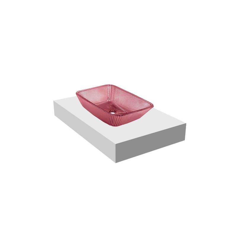 Charlie 18" Rectangle Decorative Crystal Vessel Sinks With White Base
