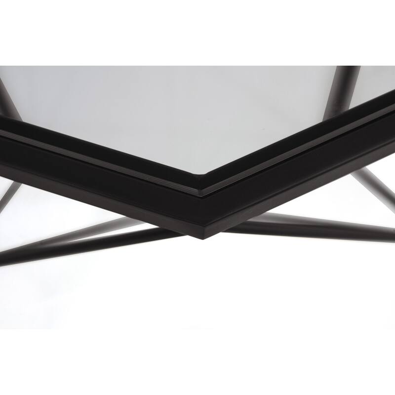 Malibu 29" Modern Octagon Center Coffee Table with Tempered Glass Table top & Sturdy Metal Geometric Base for Living Room Office
