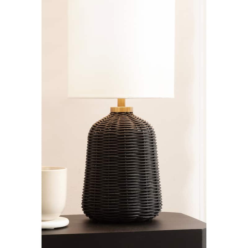 Kate and Laurel Wylla Rattan Table Lamp - 8x8x18
