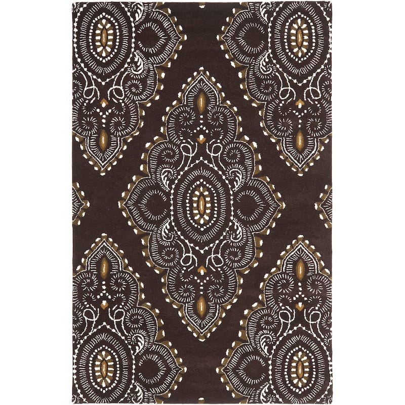 SAFAVIEH Handmade Wyndham Geanina Modern Wool Rug - 5' x 8' - Brown/Ivory