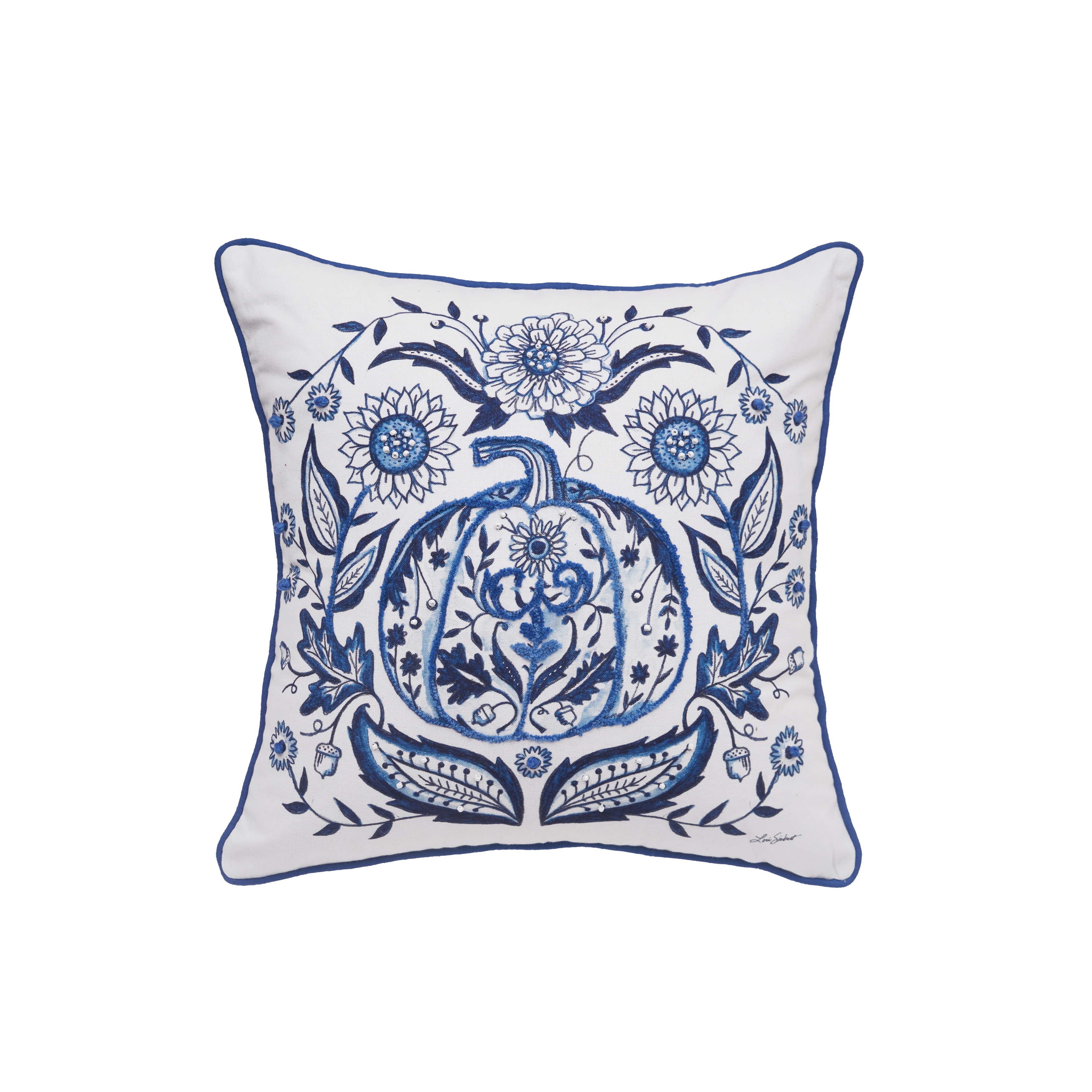 Blue Harvest Pumpkin Pillow