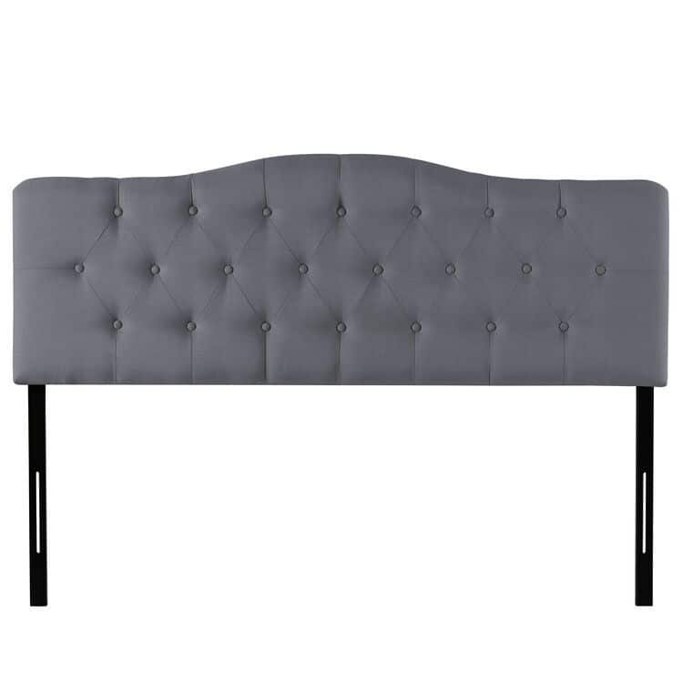 Adjustable Queen Headboard Only, Tufted Linen, 12 Height Settings, Metal Legs, Wall Mountable - Light Gray