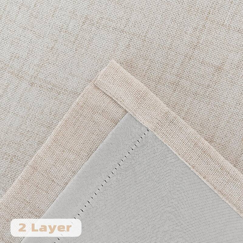 DriftAway Blackout Linen Textured Solid Basic Room Darkening Thermal Insulated Tie Up