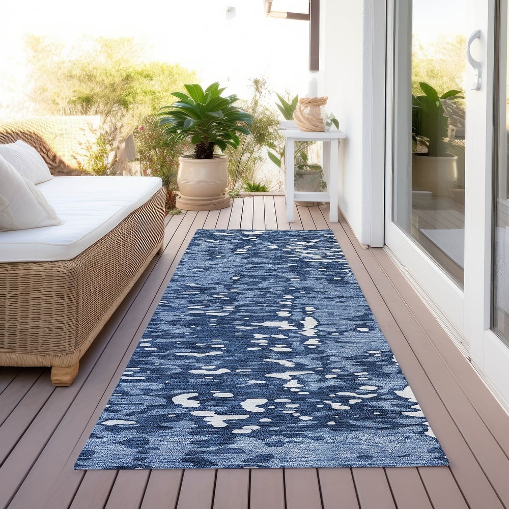 Machine Washable Indoor/ Outdoor Modern Abstract Chantille Rug