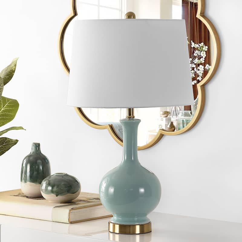 SAFAVIEH Lighting Kertu 26-inch Ceramic Table Lamp - 15" x 15" x 26" - 15Wx15Dx26H - Robins Egg Blue