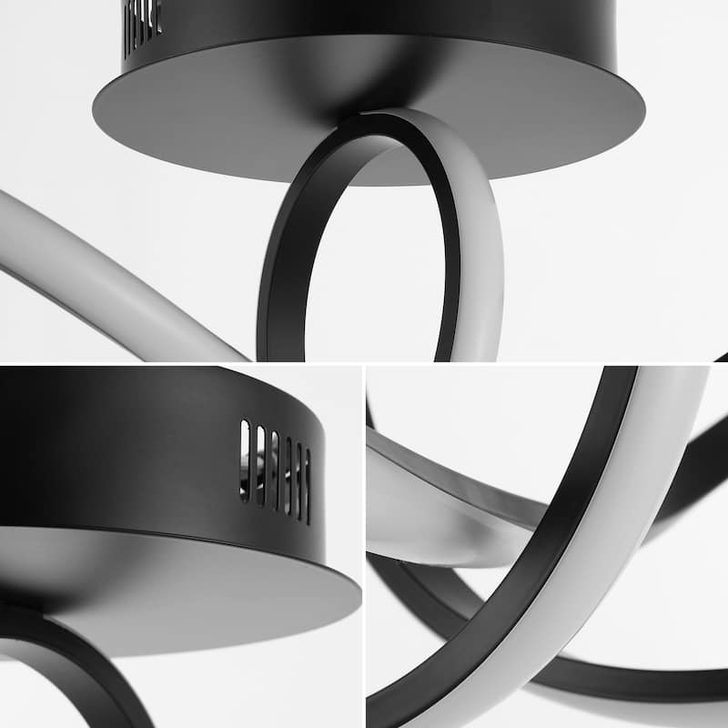 Euphoria 19.5" 1-Light Modern Minimalist Aluminum Loop Integrated LED Semi Flush Mount, by JONATHAN Y - 19.50