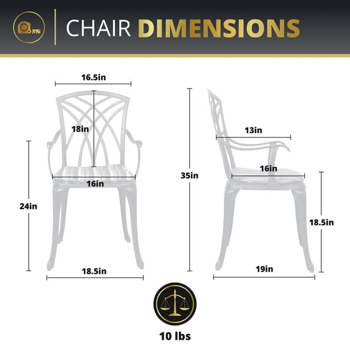 Kinger Home Ekta 24-Inch Patio Bistro Sets 3 Piece Cast Aluminum