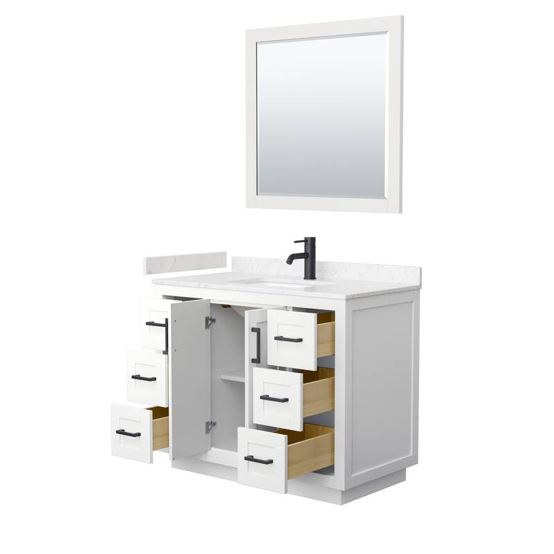 Miranda Single Vanity Set, Cultured Marble Top, 34-Inch Mirror