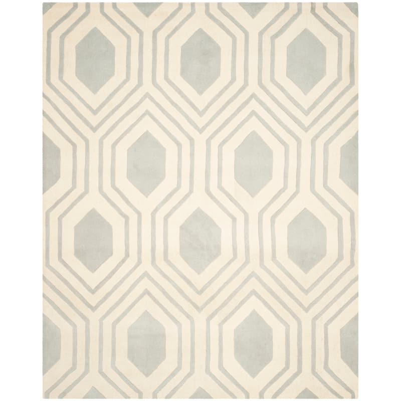 SAFAVIEH Handmade Chatham Kitt Modern Wool Rug - 6' x 9' - Grey/Ivory