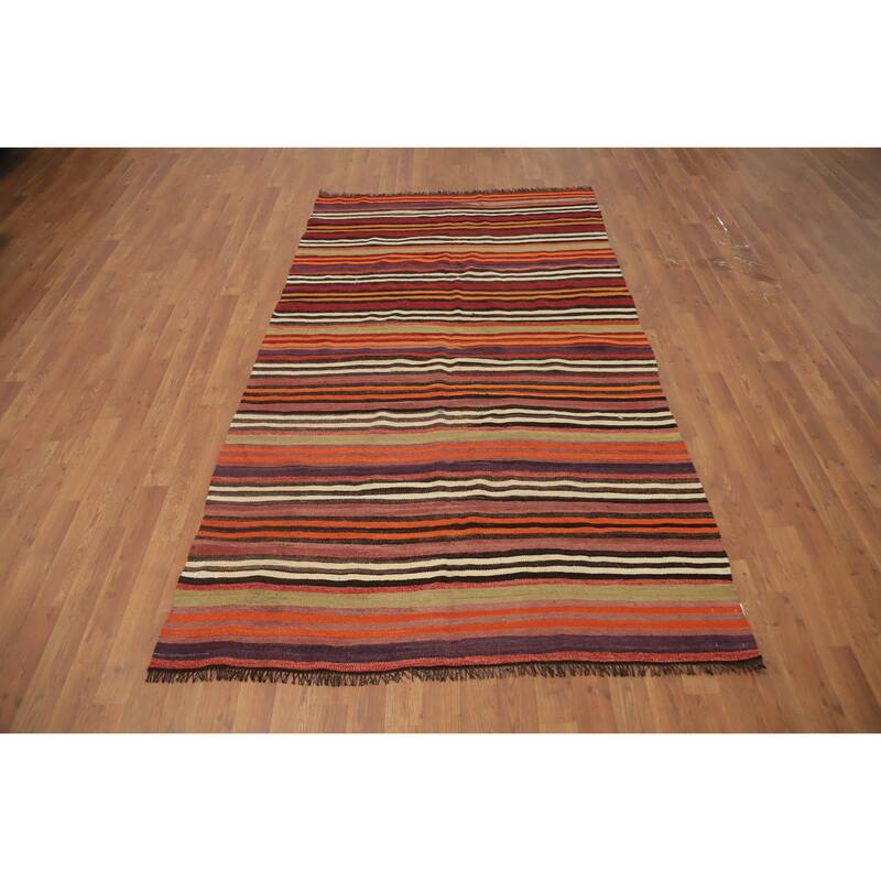Hand Woven Oriental 100% Wool Carpet Southwestern Tribal Multi-Colored Kilim Area Rug - 7' 10'' X 4' 7''
